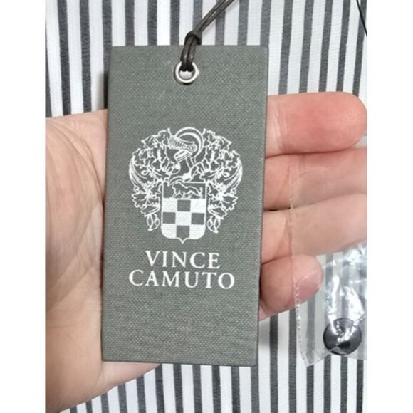 Vince Camuto Maxi Dress Medium Striped Floral Sundress Side Slit Artsy Classic - Picture 9 of 15